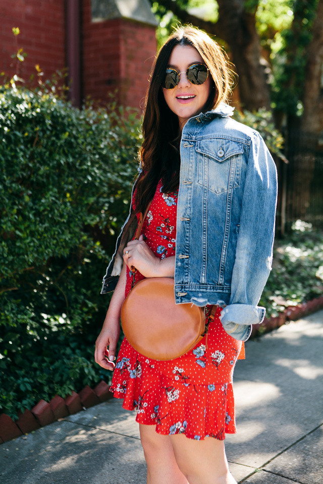 Riccotarz Girl's Red Dress with Transparent Collar, Layered Tulle, Leather  Belt and Denim Jacket - Trendyol