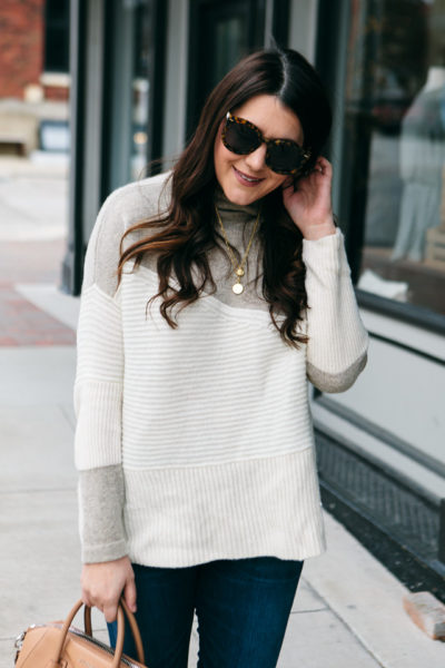 patchwork mock neck sweater french connection