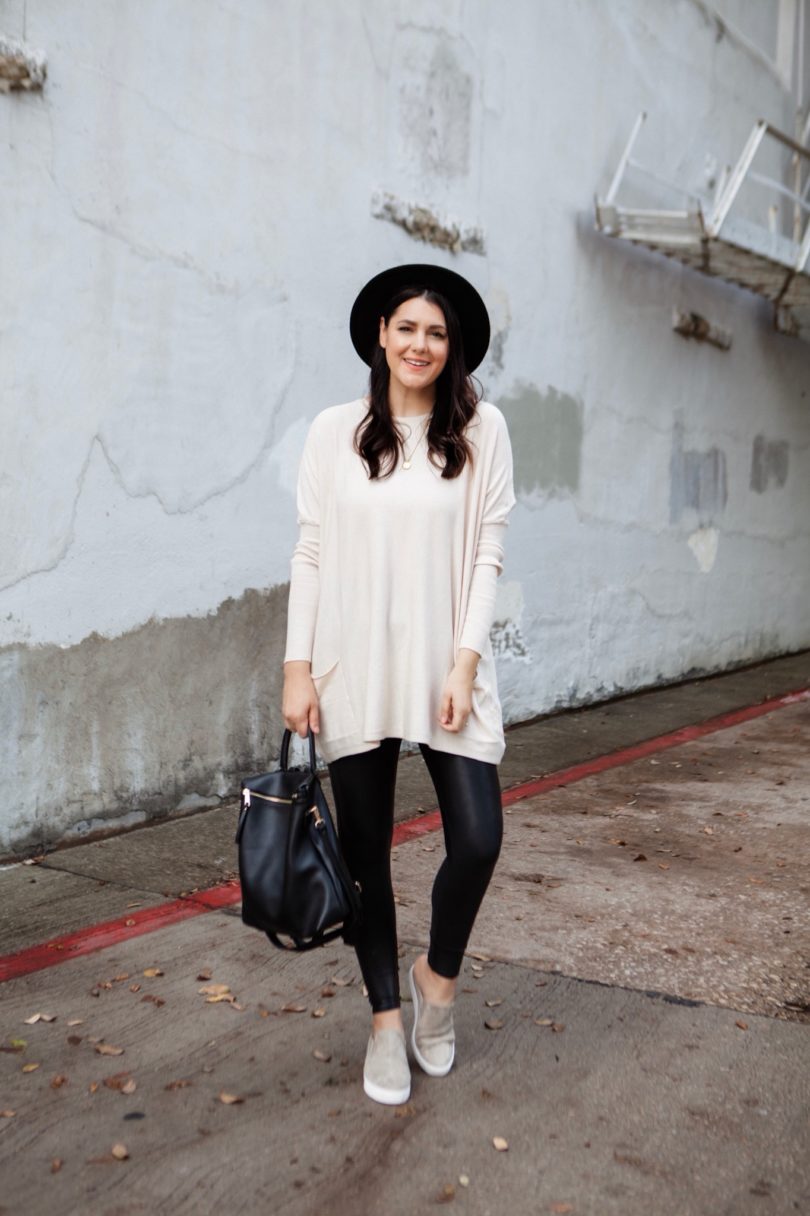 Oversized Sweater and Faux Leather Leggings kendi everyday