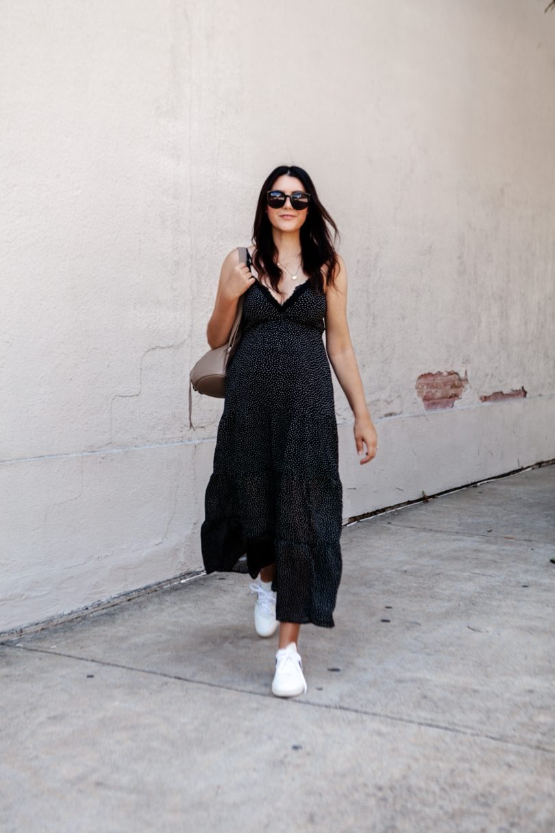 Referee Chic: Striped Tee Dress + White Sneakers