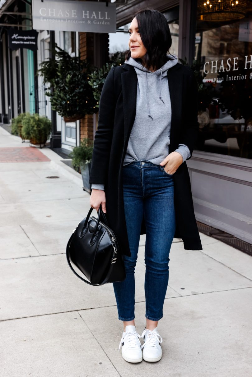 Grey hoodie deals black jeans