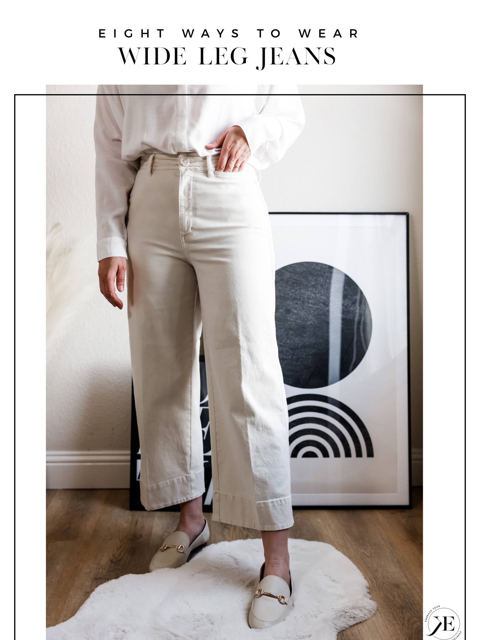 Wide leg cream jeans hotsell