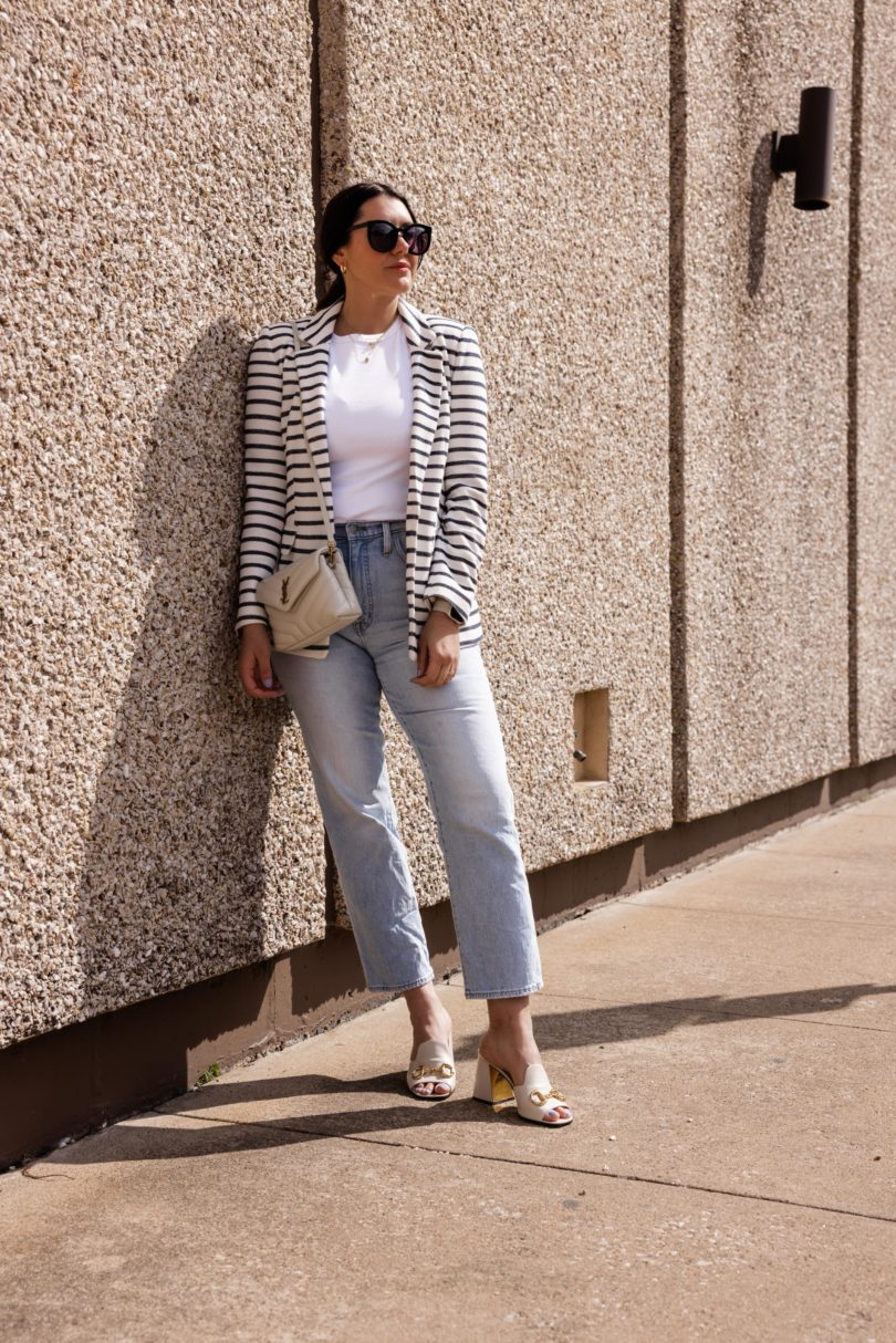Striped sales blazer outfit