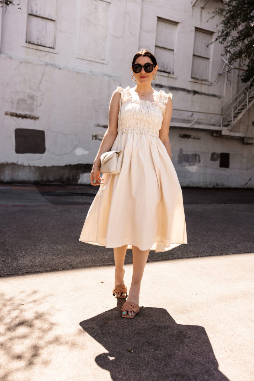 cream colored dress