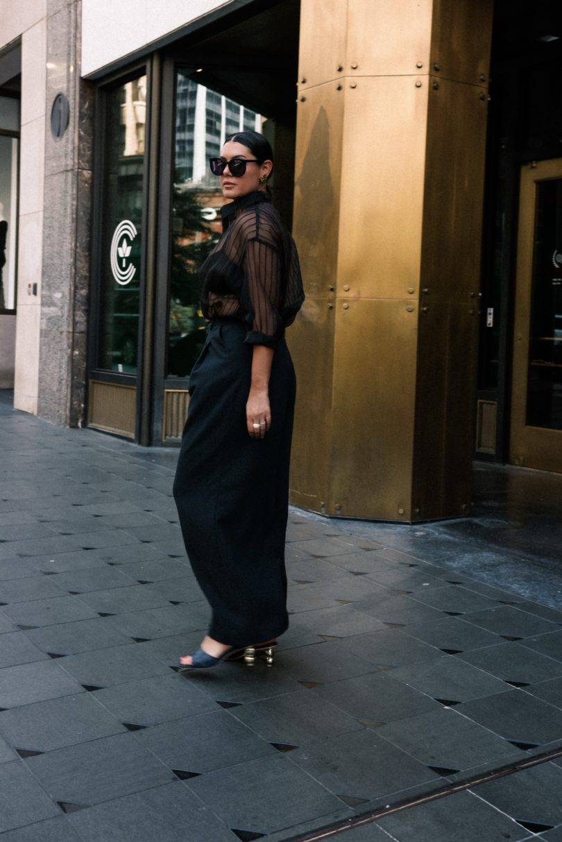 Wide Leg Trousers and Sheer Top | kendi everyday