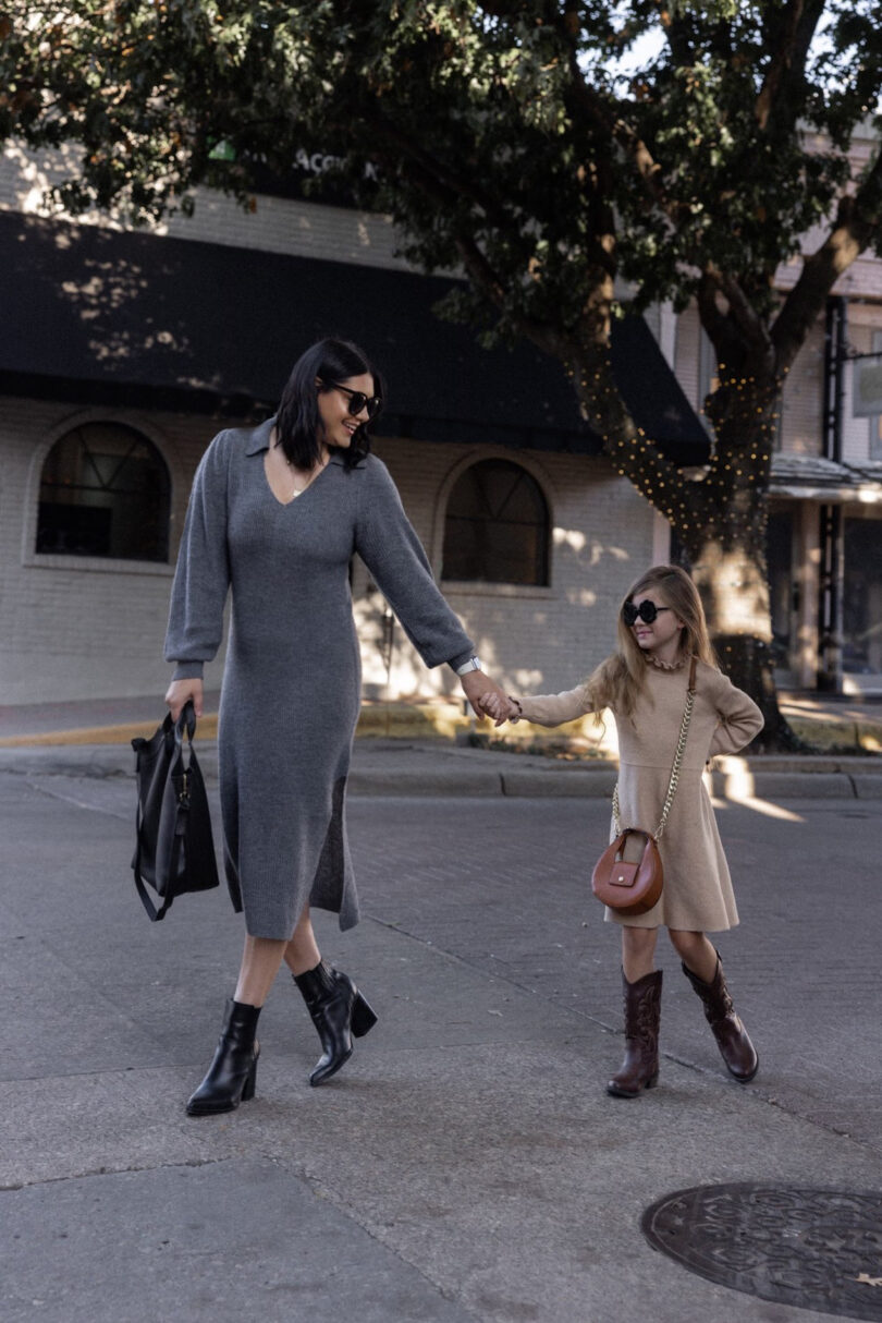 sweater dress and boots